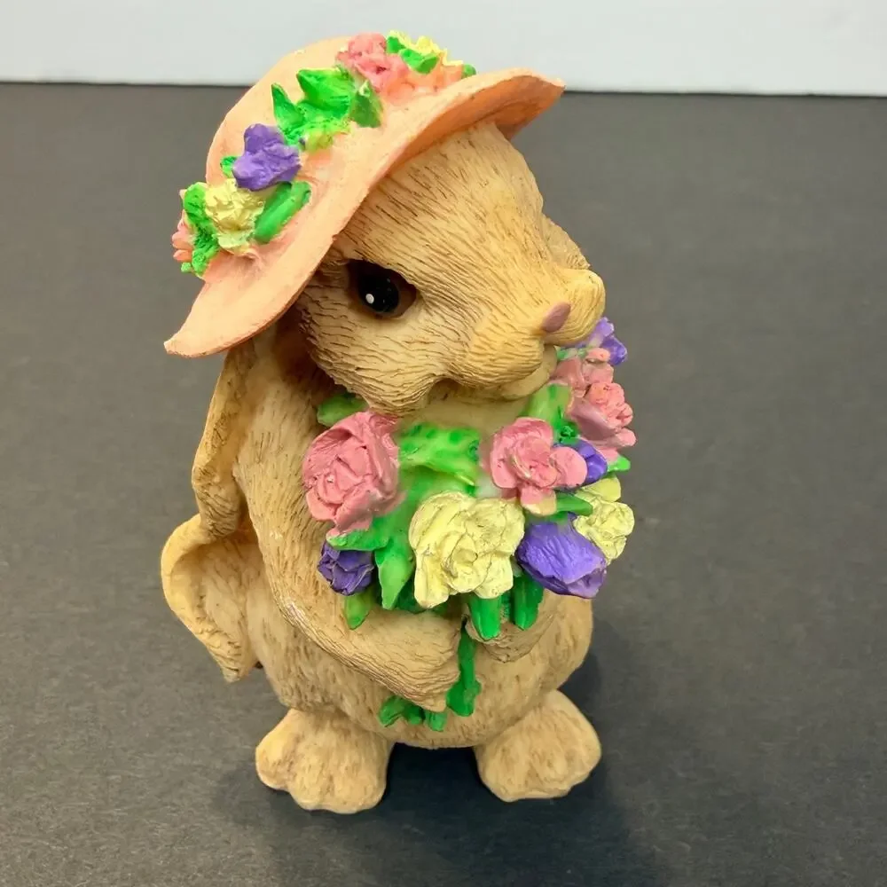 Vintage Enesco Resin Easter Bunny Figurine Lot of 5 Mixed Collection